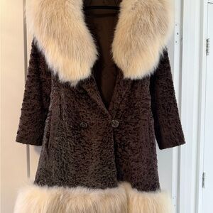 Luxurious Brown Fur-Trimmed Women's Coat